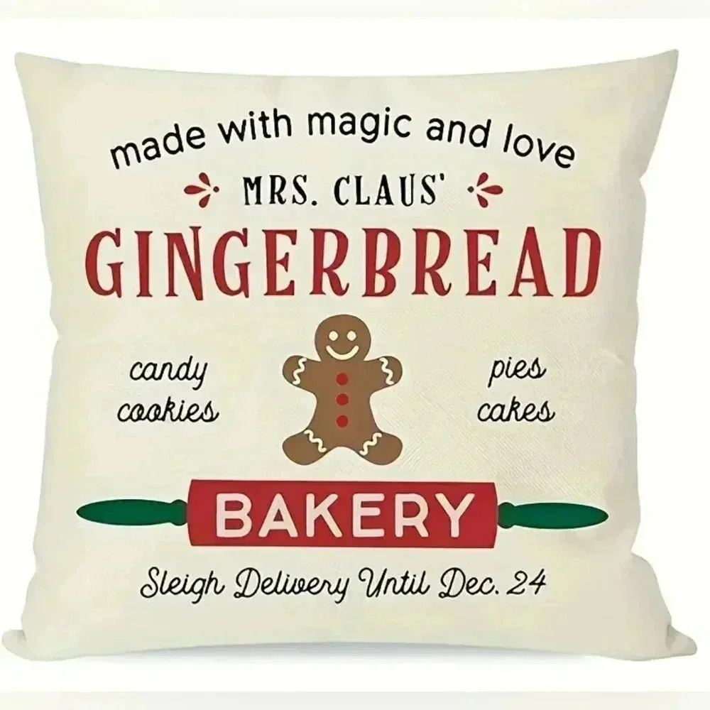 Christmas Gingerbread Bakery Holiday Toss Accent Pillow Covers Set Of 2
